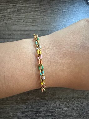 Multi color drip link bracelet